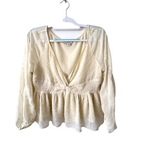 American Eagle Boho Blouse Large Babydoll Butter Yellow Romantic Feminine